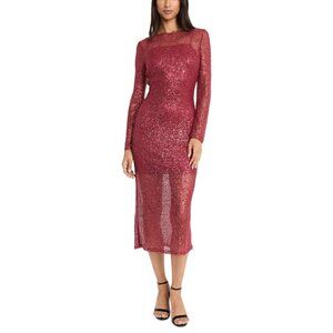 Donna Morgan Women's Sequined Midi Dress Red Size 8 MSRP $158